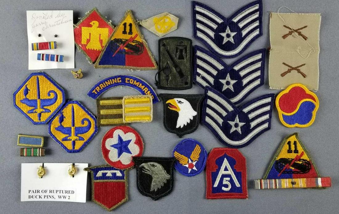 Group of vintage military patches and pins (1 of 2)