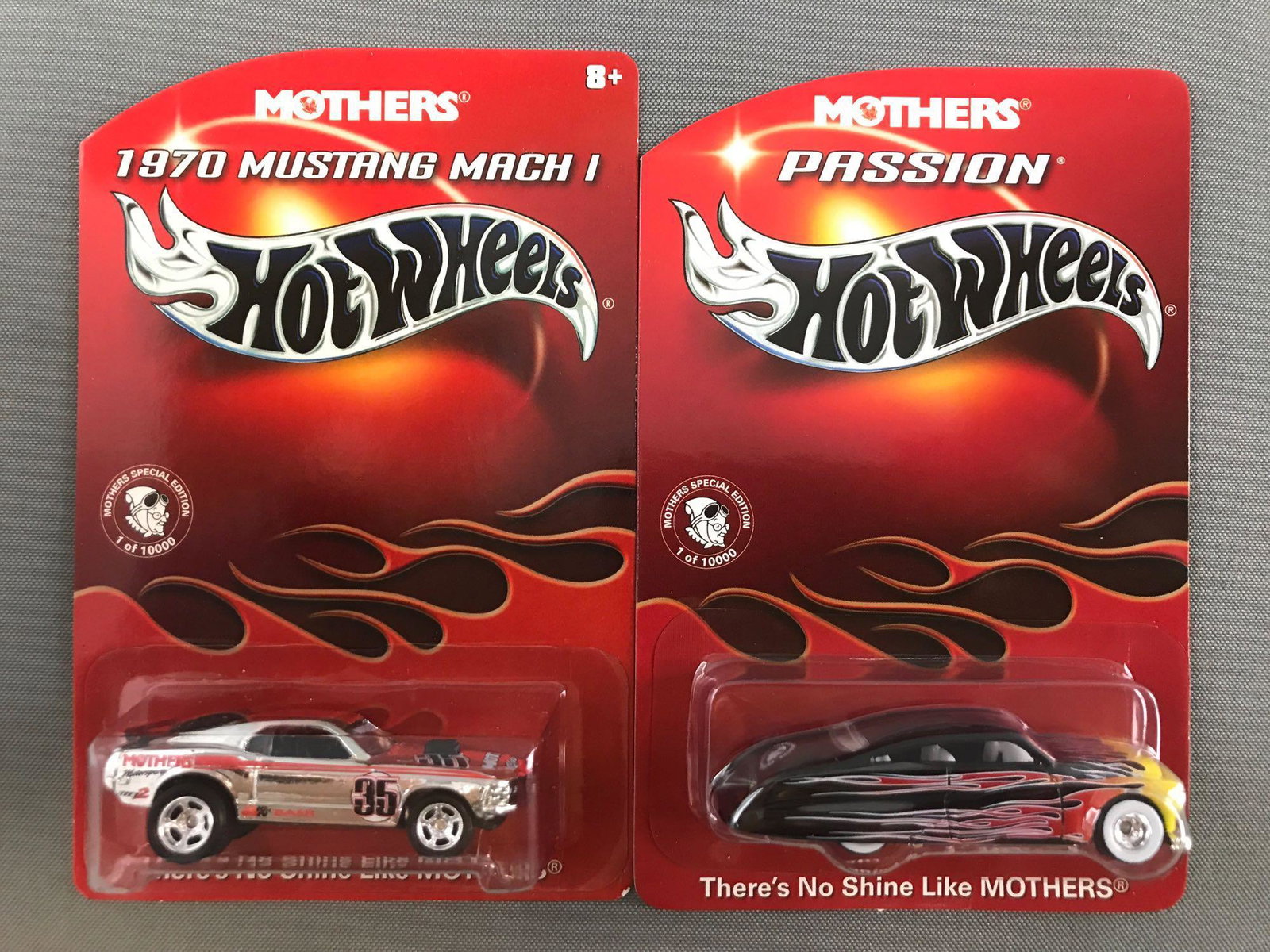 Group of 2 Hot Wheels Mothers die-cast vehicles in: New in original packaging and plastic clamshells. Includes 1970 Mustang Mach I and Passion. Special Editions 1 of 10000