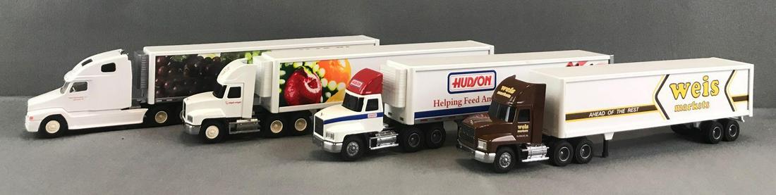 Group of 4 Penjoy die-cast Tractor-Trailers: 1:64 scale. Weis Markets, Hudson, Piggly Wiggly, and Marsh