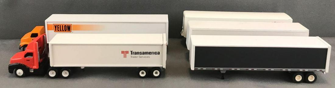 5 piece group Winross die-cast Tractor-Trailers and: Yellow, Transamerica, Ertl-Xtra and Ace, Penjoy-unmarked