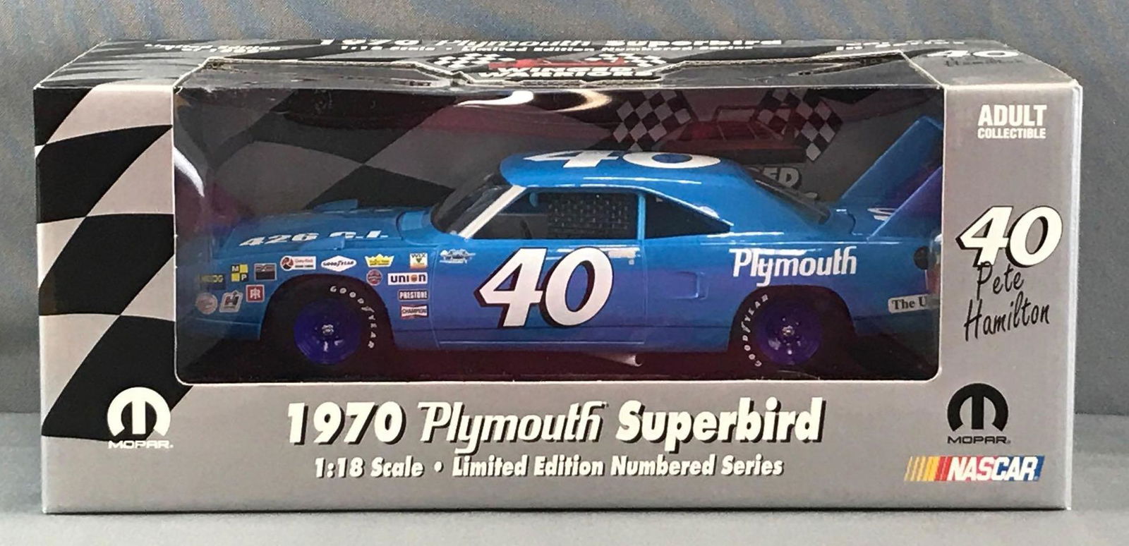 RC2 Winged Warriors Pete Hamilton No. 40 die-cast: 1:18 scale 1970 Plymouth Superbird. 1 of 1,500