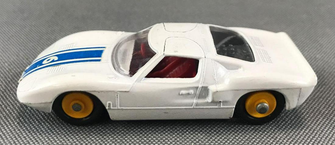 Matchbox No. 41 Ford G.T. die-cast vehicle: Out of box. White body, BPW, blue/white stripe ï¿½6ï¿½ decal. A Lesney Product. Made in England