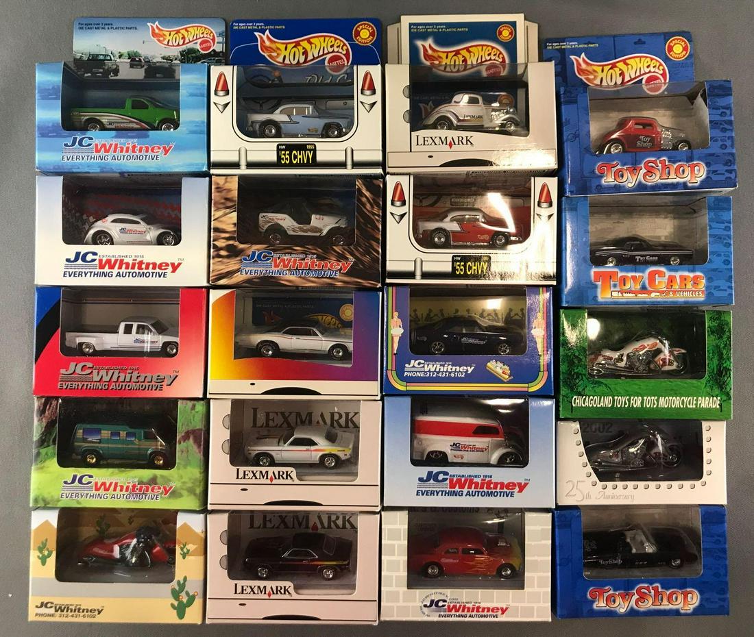 Group of 20 assorted die-cast vehicles in original: Hot Wheels, Johnny Lightning. See photos for complete list