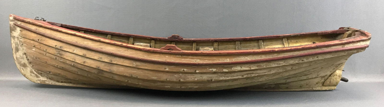 Vintage Handmade Wooden Model Boat: 35 inches long