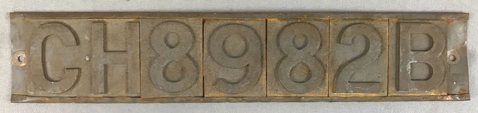 Antique License Plate from Switzerland: 19 x 3 3/4 inches; rusted