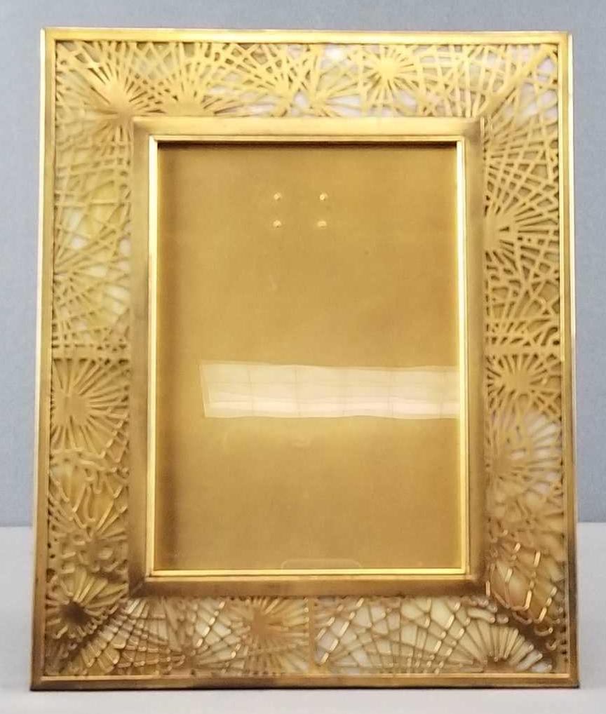 Antique Tiffany Studios Pine Needle Frame: 9 1/2 x 11 3/4 inches. Marked "Tiffany Studios, 918" on reverse. One crack in bottom right panel