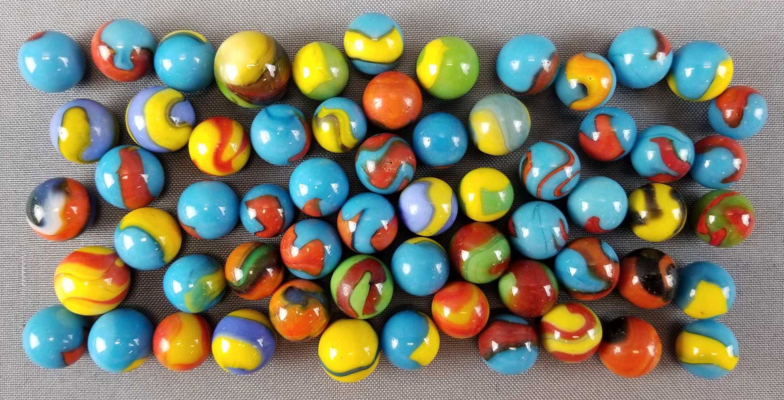 Large Group of Vintage Glass Marbles Mostly Peltier: Many Peltier, Opaque, many blue. Various sizes and styles