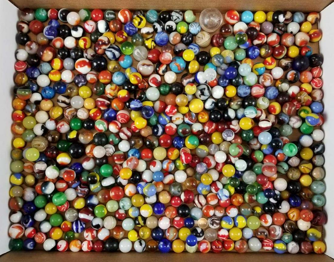 Group of Vintage Glass Marbles: Used condition. Various sizes and styles