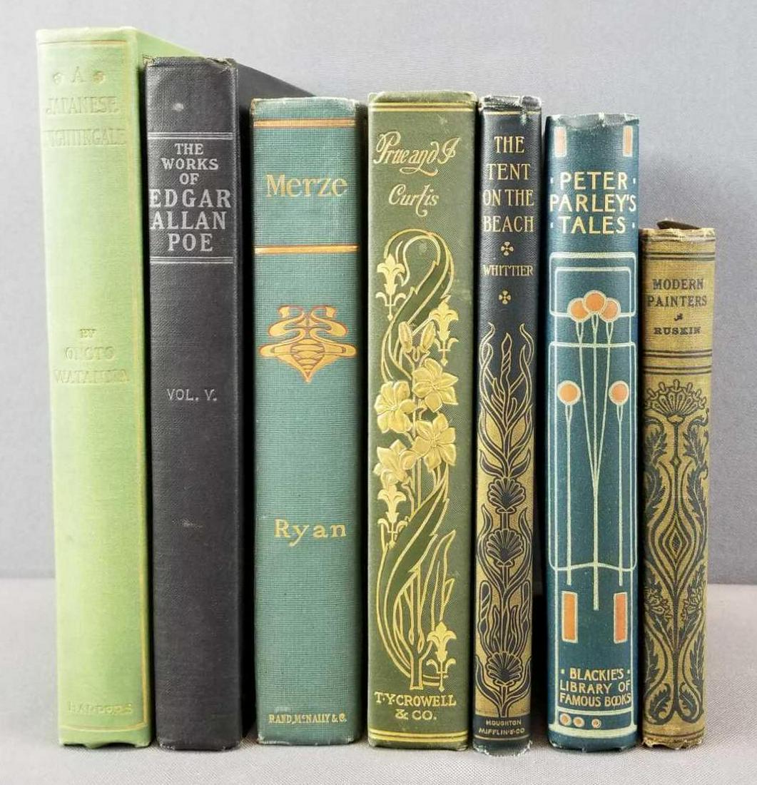 Group of 7 Vintage Books: Includes Edgar Allan Poe, Merze, Modern Painters and more