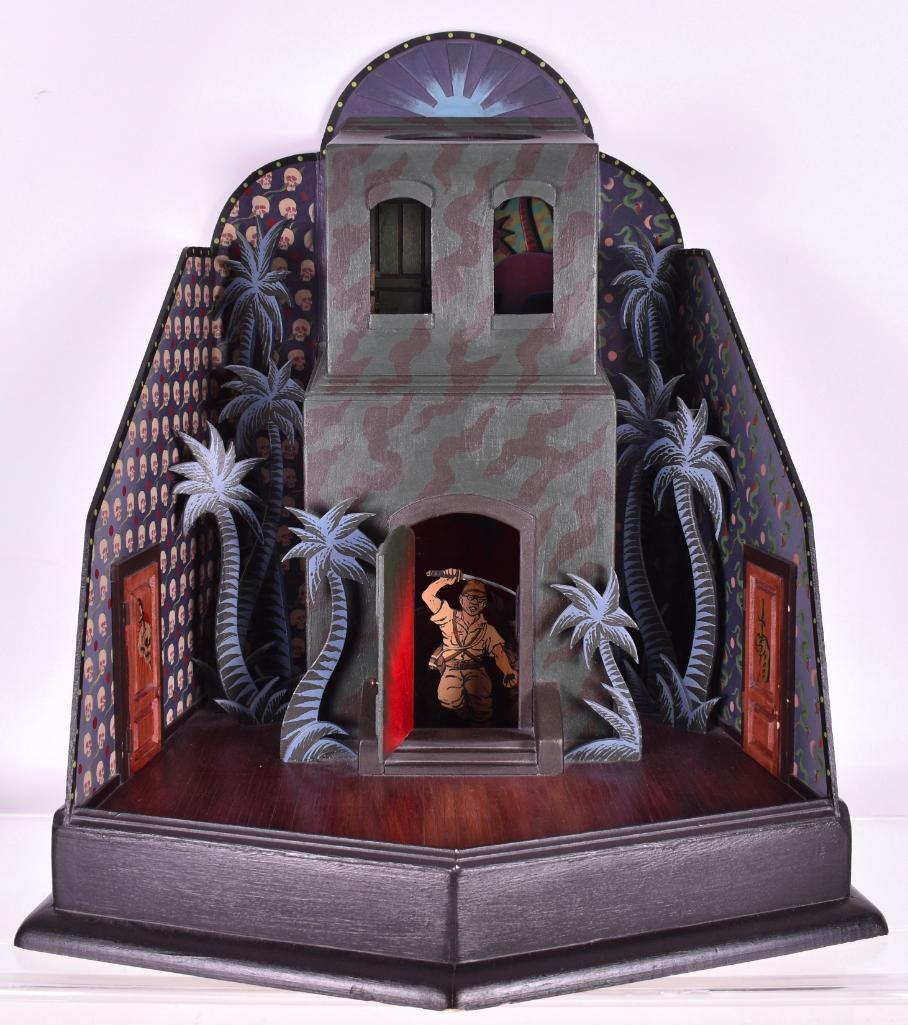 George Klauba : "Okinawa Stage Set" Diorama: The 1982 diorama by George Klauba entitled "Okinawa Stage Set with American Moonlight" features WWII Japanese soldiers. The work measures20 x 17 x 23 inches
