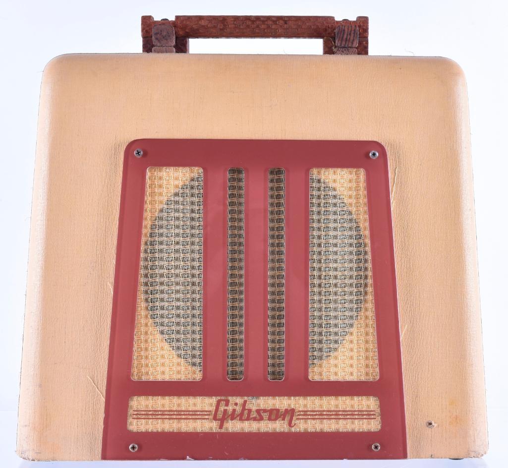 1958 Gibson BR-9 Amplifier: Working Condition, Replaced Handle, Made in Kalamazoo Michigan USA 15 x 7 x 15 inches