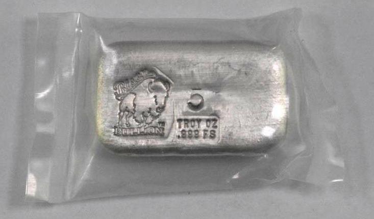 Bison Bullion 5oz. .999 Fine Silver Ingot / Bar. (1 of 2)
