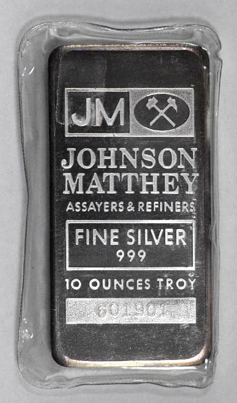 Johnson Matthey 10oz. .999 Fine Silver Ingot / Bar (1 of 2)