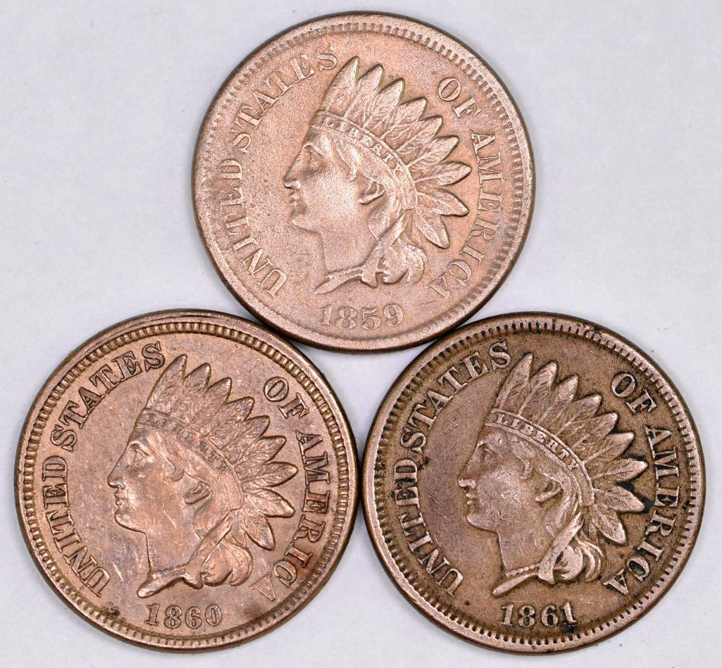 Group of (3) Copper Nickel Indian Head Cents (1 of 2)