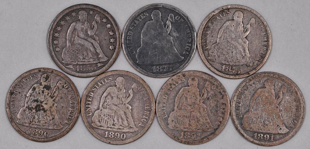 Group of (7) Seated Liberty Silver Dimes (1 of 2)