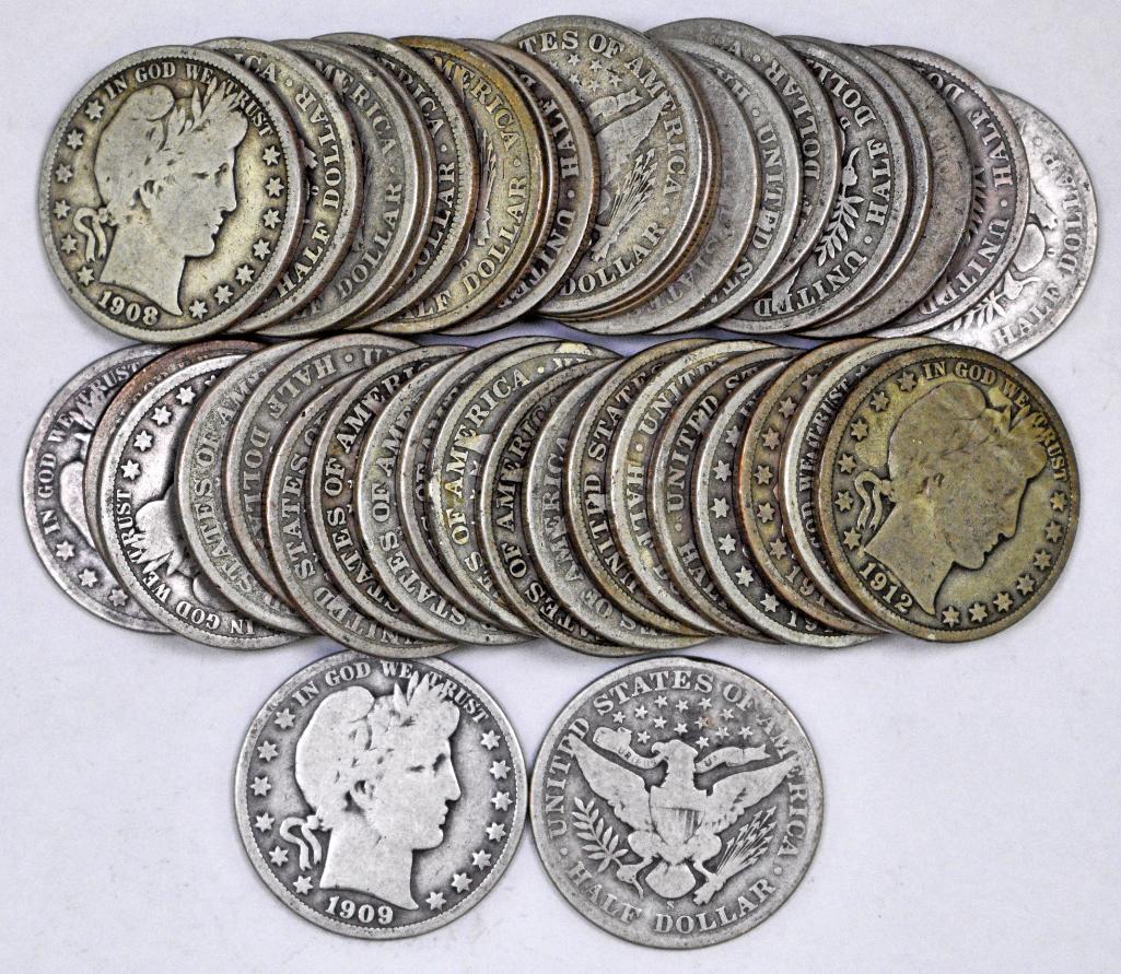 Group of (40) Barber Silver Half Dollars (1 of 1)