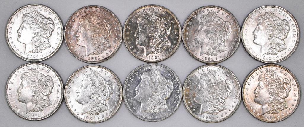 Group of (10) 1921 P Morgan Silver Dollar (1 of 2)