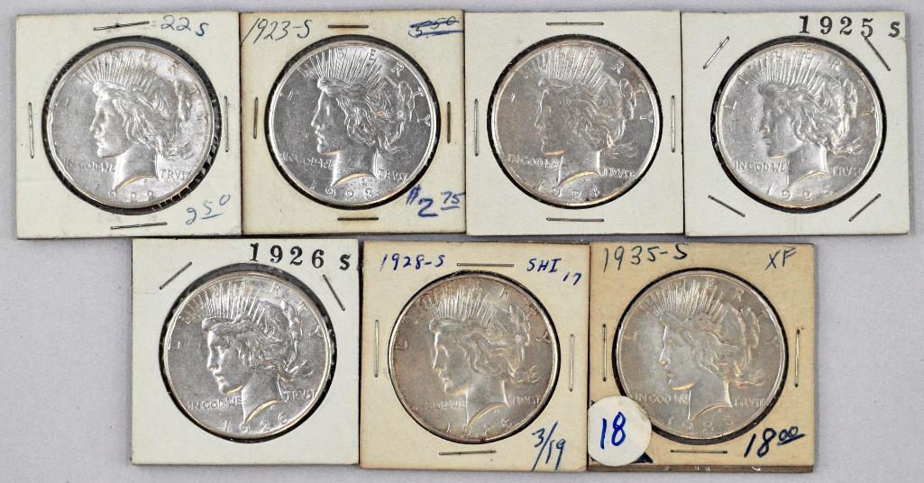 Group of (7) San Francisco Mint Peace Silver Dollars (1 of 2)