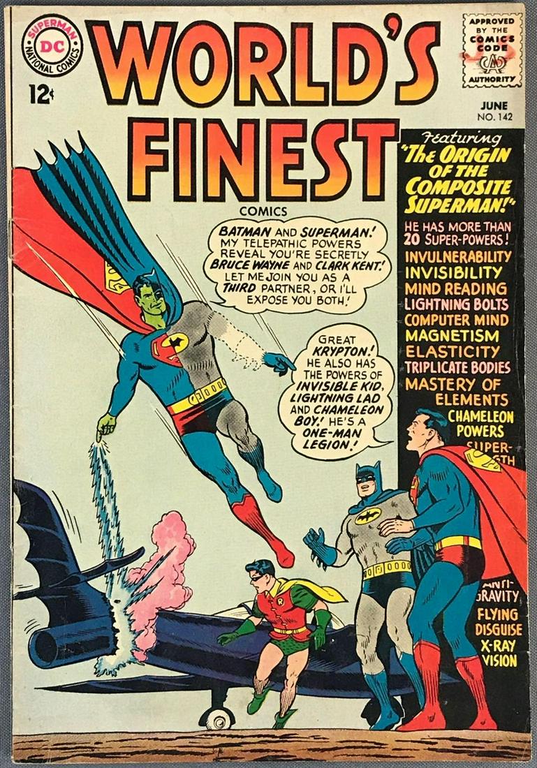 DC Comics Worlds Finest Comics No. 142 Comic Book: Superman & Batman with Robin in â€œThe Origin of the Composite Superman!” Published June 1964 $.12 Silver Age, bagged and boarded.