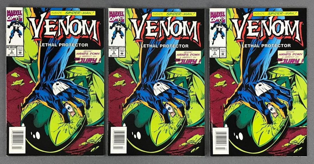 Group of 3 Marvel Comics Venom The Lethal Protector No.: â€œPart 3: A Verdict of Violence!” Published April 1993 $2.95, Modern Age, bagged and boarded, includes duplicates.