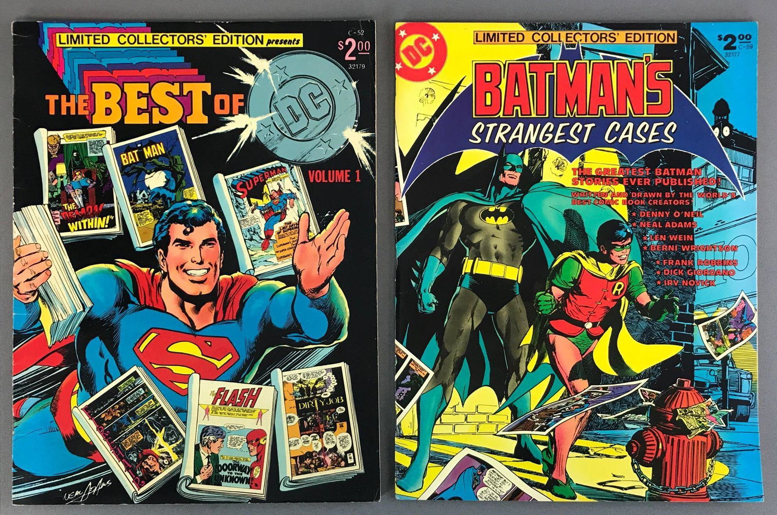 Group of 2 Limited Collectors Edition DC Comic Books: Includes The Beat of Volume 1 No. C-52 featuring Superman, Dirty Jobs, Firehair and more; Batmans Strangest Cases No. C-59. Bronze Age, bagged.