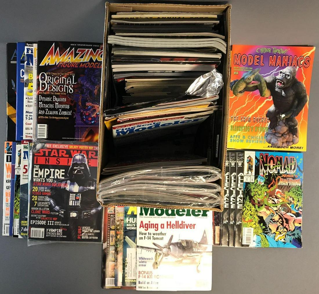 Short Box of Approximately 70 Plus Model Magazines &: Includes comics by Marvel, DC and more. Includes magazines by Fine Scale Modeler, Model Maniacs, Amazing Figure Modeler and more.