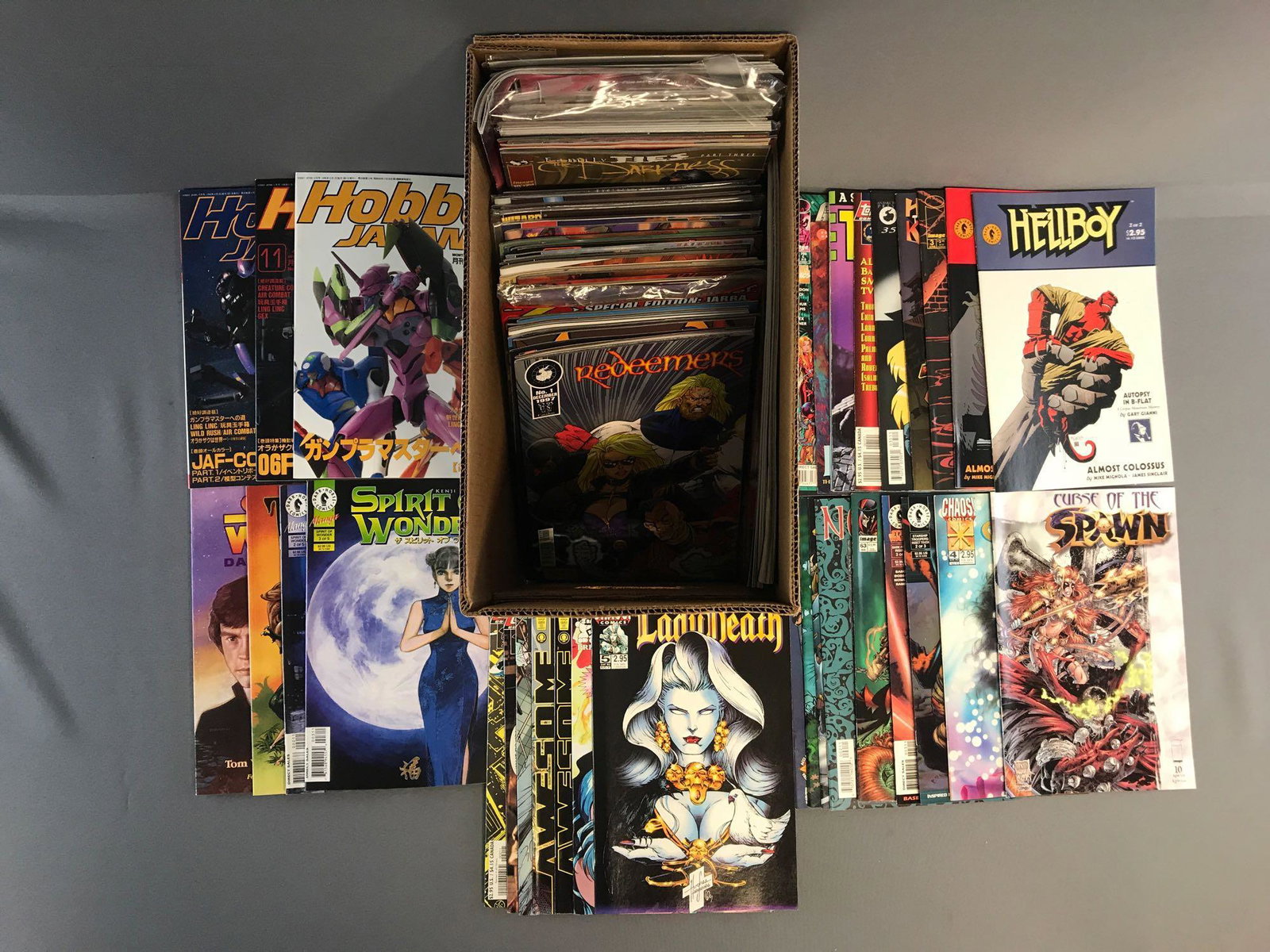 Short Box of Approximately 100 Plus Comic Books & More: Includes Dark Horse, Chaos, Topps and more. Includes duplicates and x-rated comics.