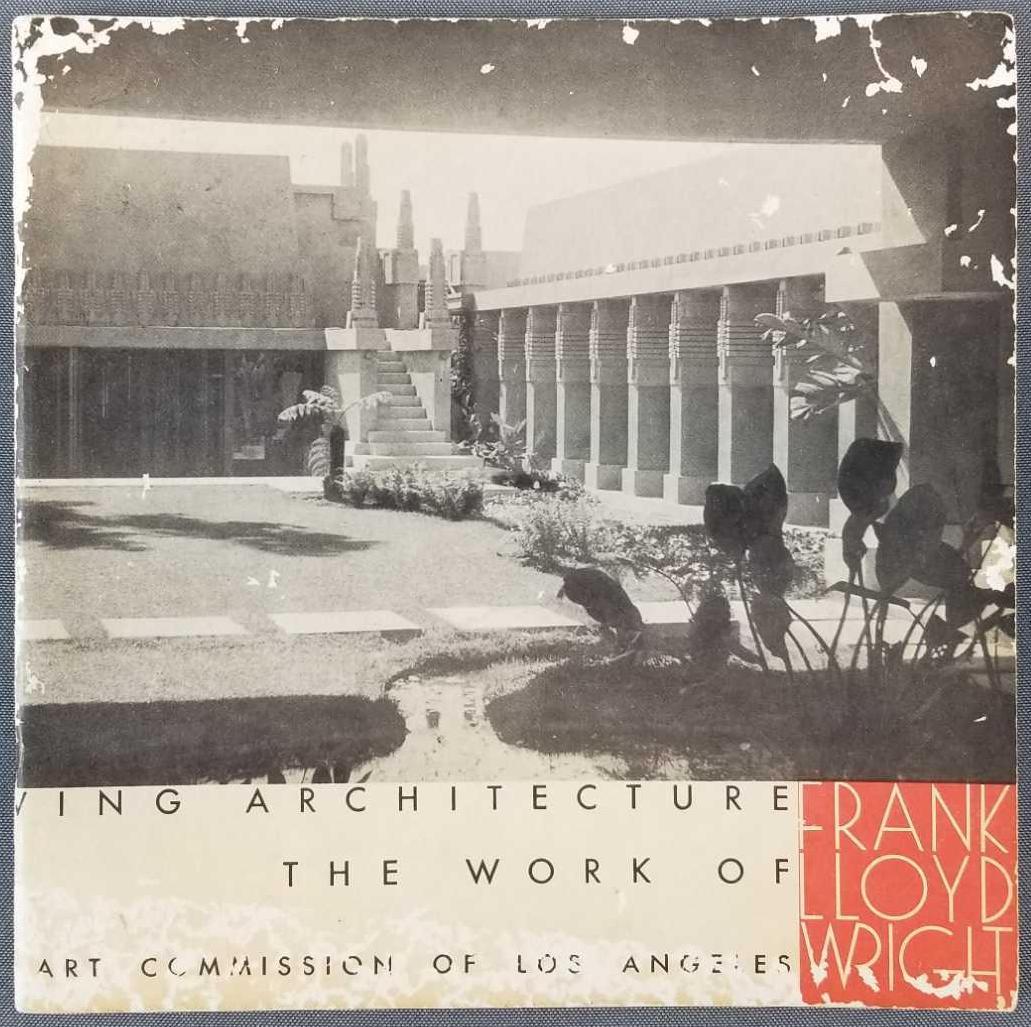 Signed copy 60 Years of Living Architecture Frank Lloyd: The municipal art patrons and art commission of Los Angeles, The Work of Frank Lloyd Wright book. Autographed by Wright. Cover shows some wear. 8.5 x 8.5 inches