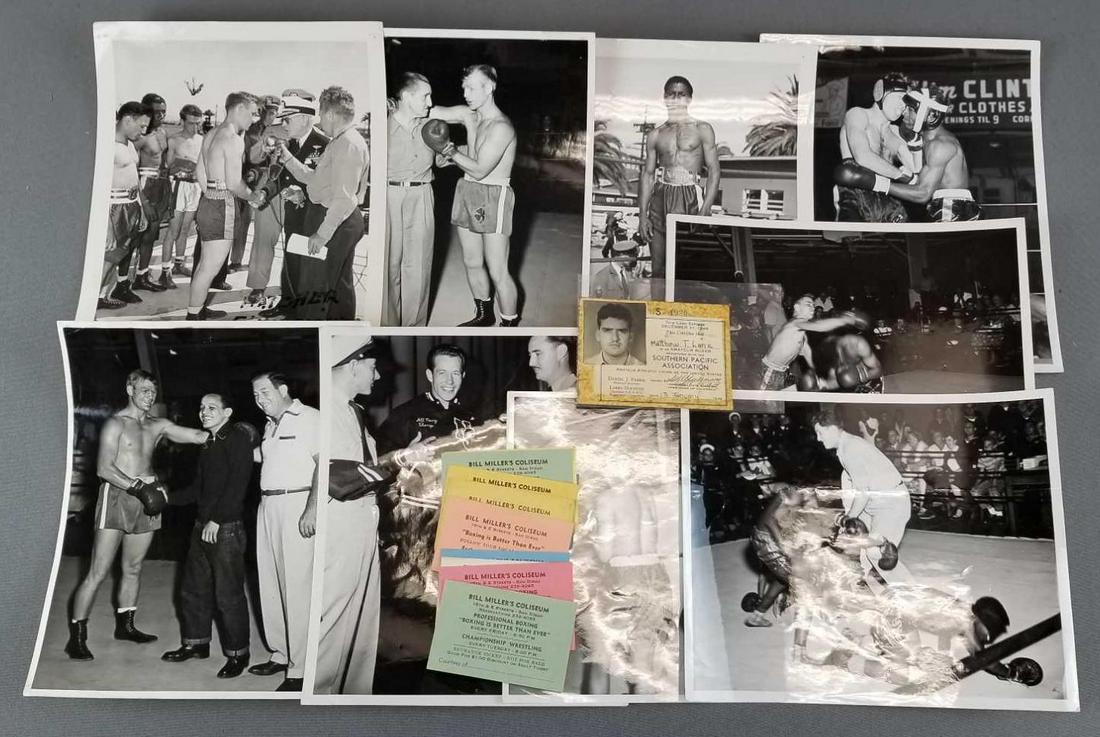 Group of boxing photographs, tickets and more: Photos are 8 x 10.