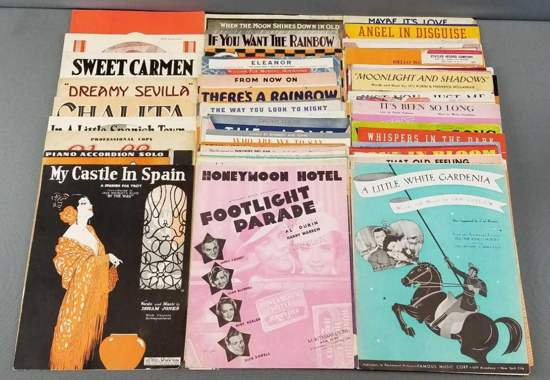 Group of vintage sheet music: Large group, some from movies