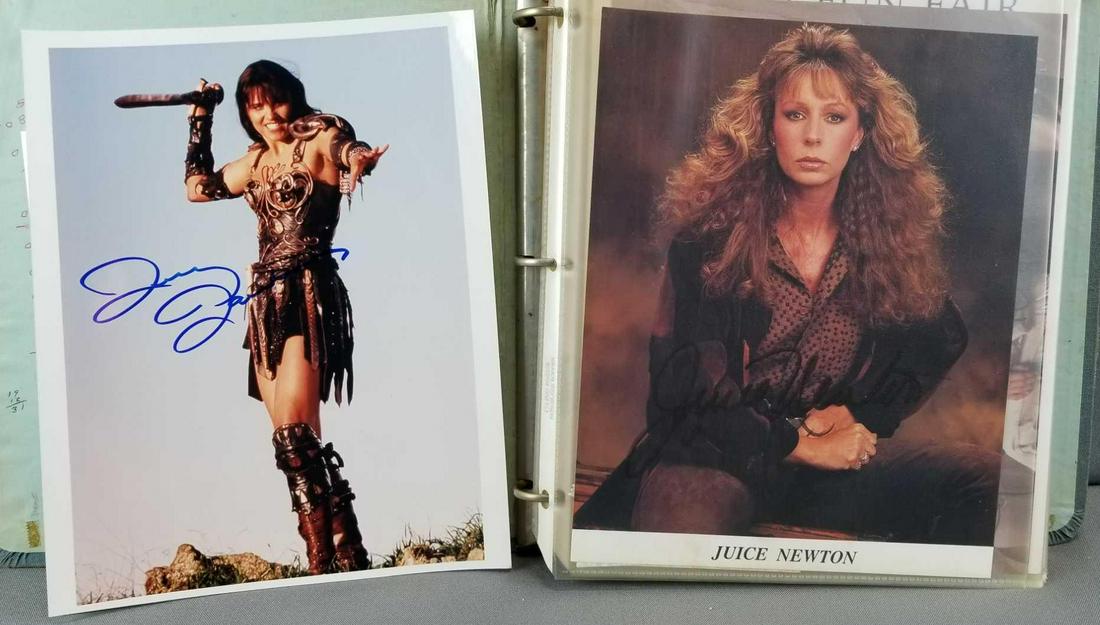 Binder of autographed photographs: Includes Lucy Lawless (with COA), Teri Hatcher, Martina McBride, other country artists