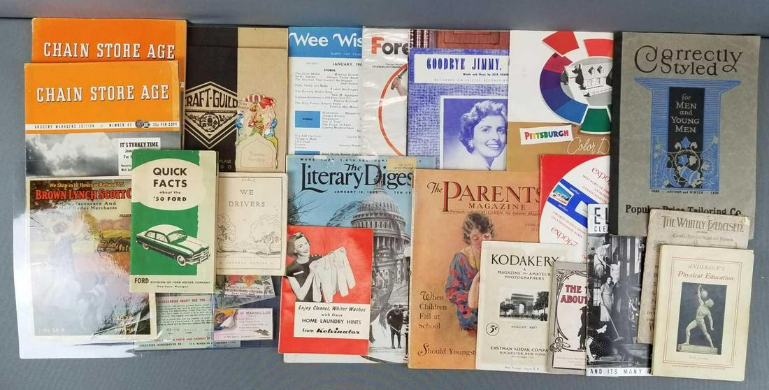 Group of vintage catalogs, magazines and more: Various aged ephemera