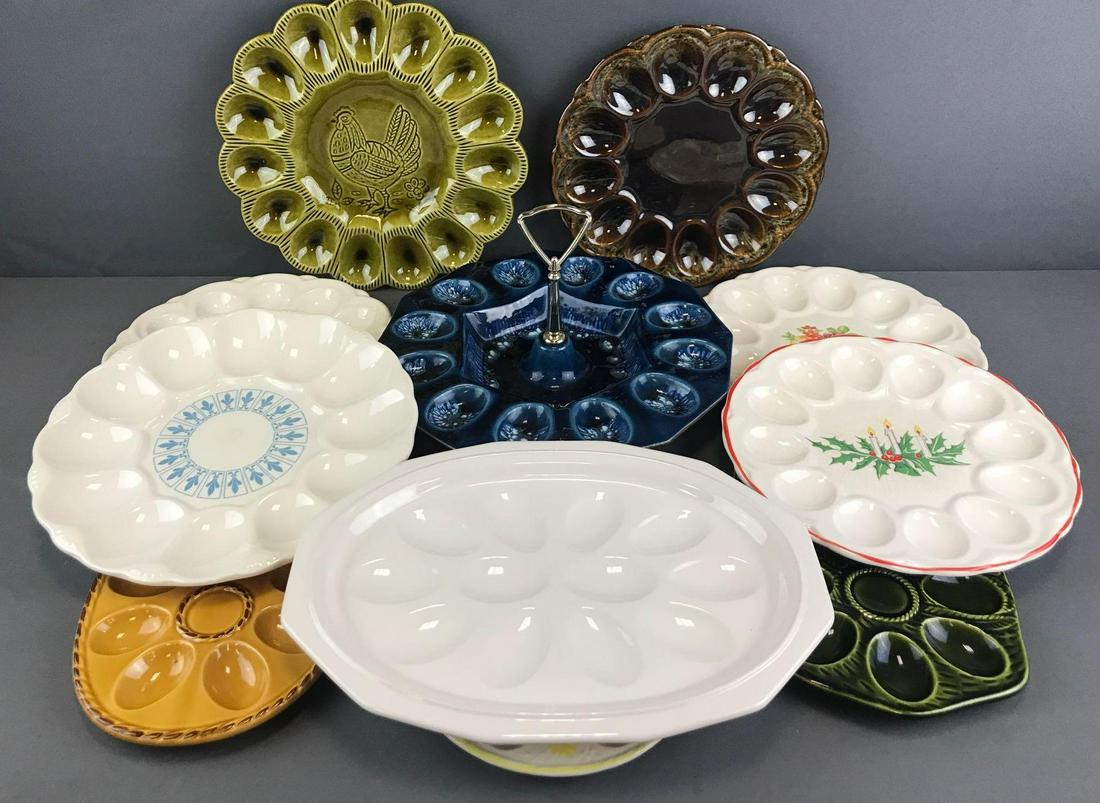 Group of 11 assorted ceramic egg plates (1 of 9)