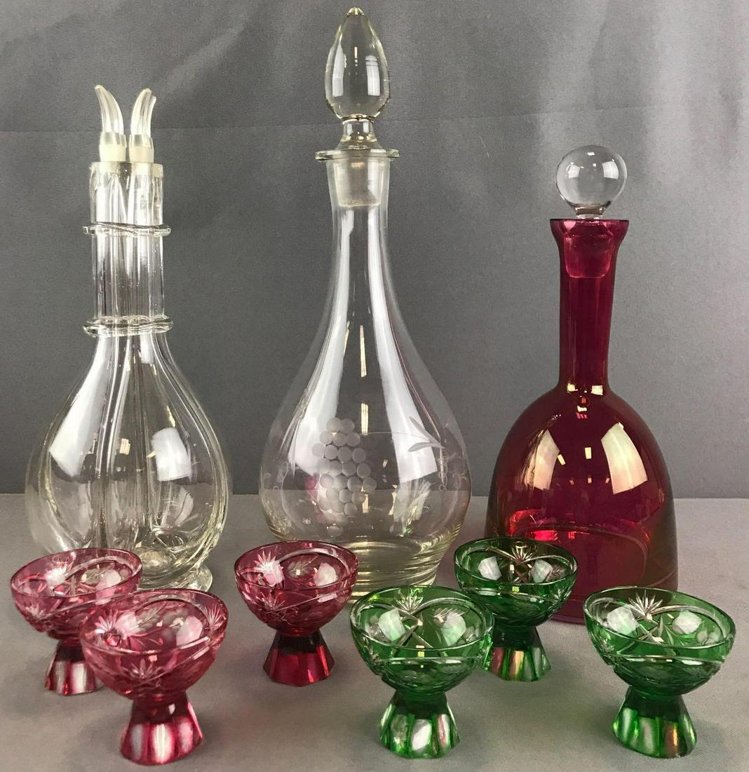 9 piece group vintage decanters, cruet, and more (1 of 9)