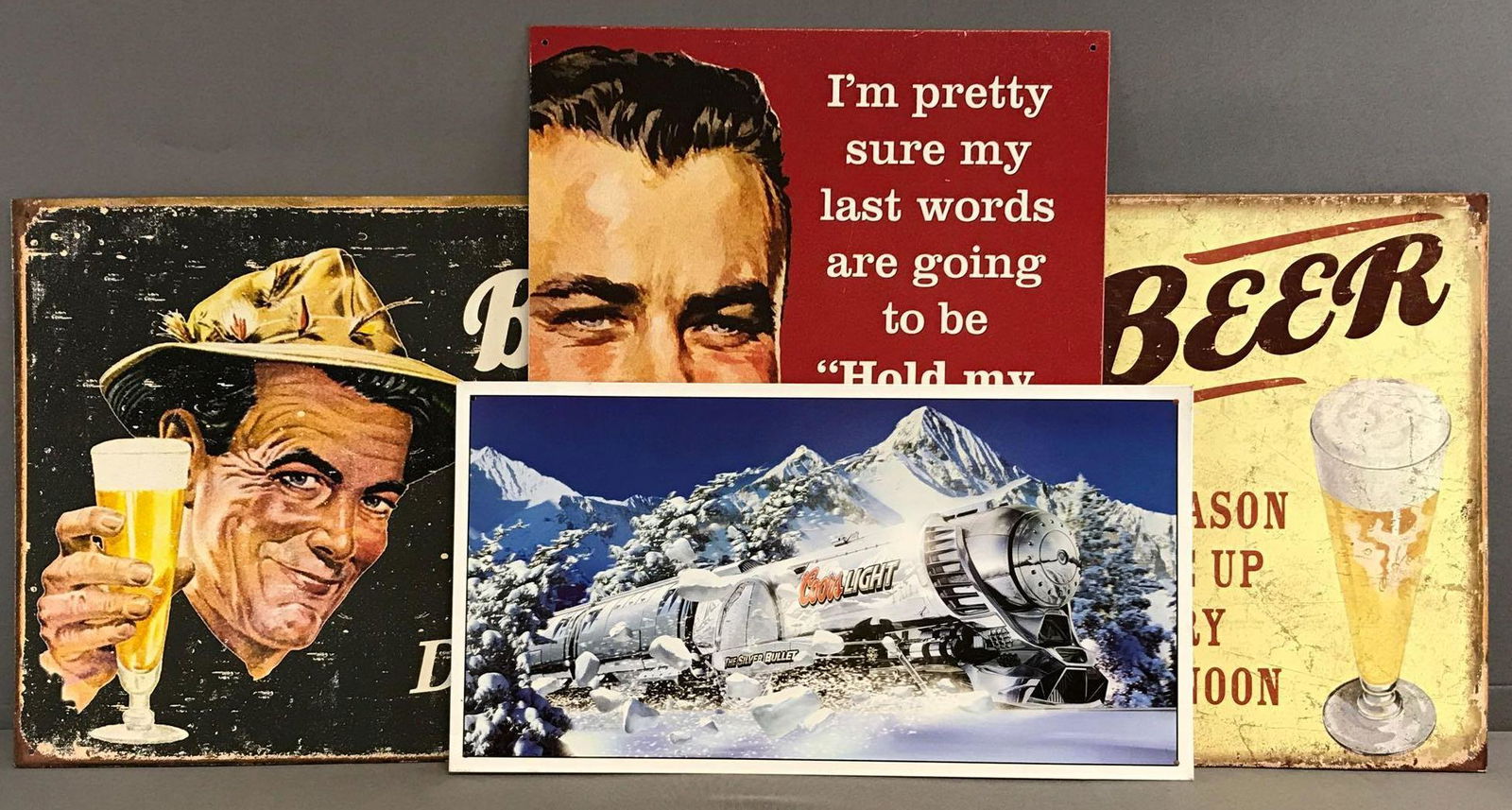 Group of 4 Beer Metal Tin Signs (1 of 3)