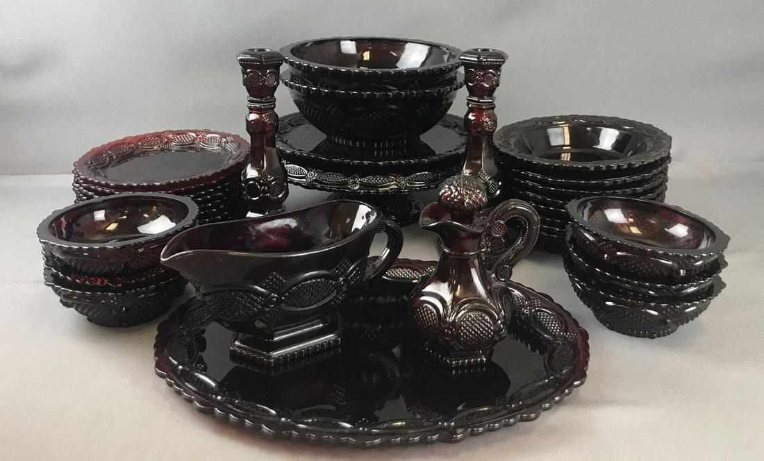 Group of 33 Pieces : Ruby Red Glass - Avon Cape Cod (1 of 4)