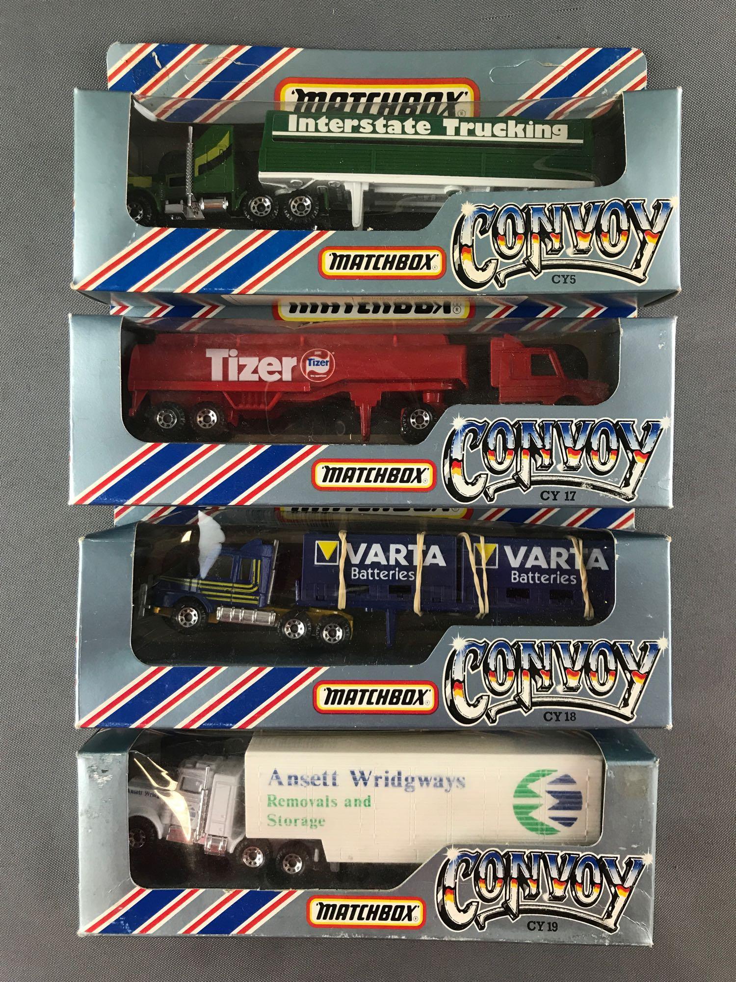 Group of 4 Matchbox Convoy die-cast tractor-trailers in (1 of 7)
