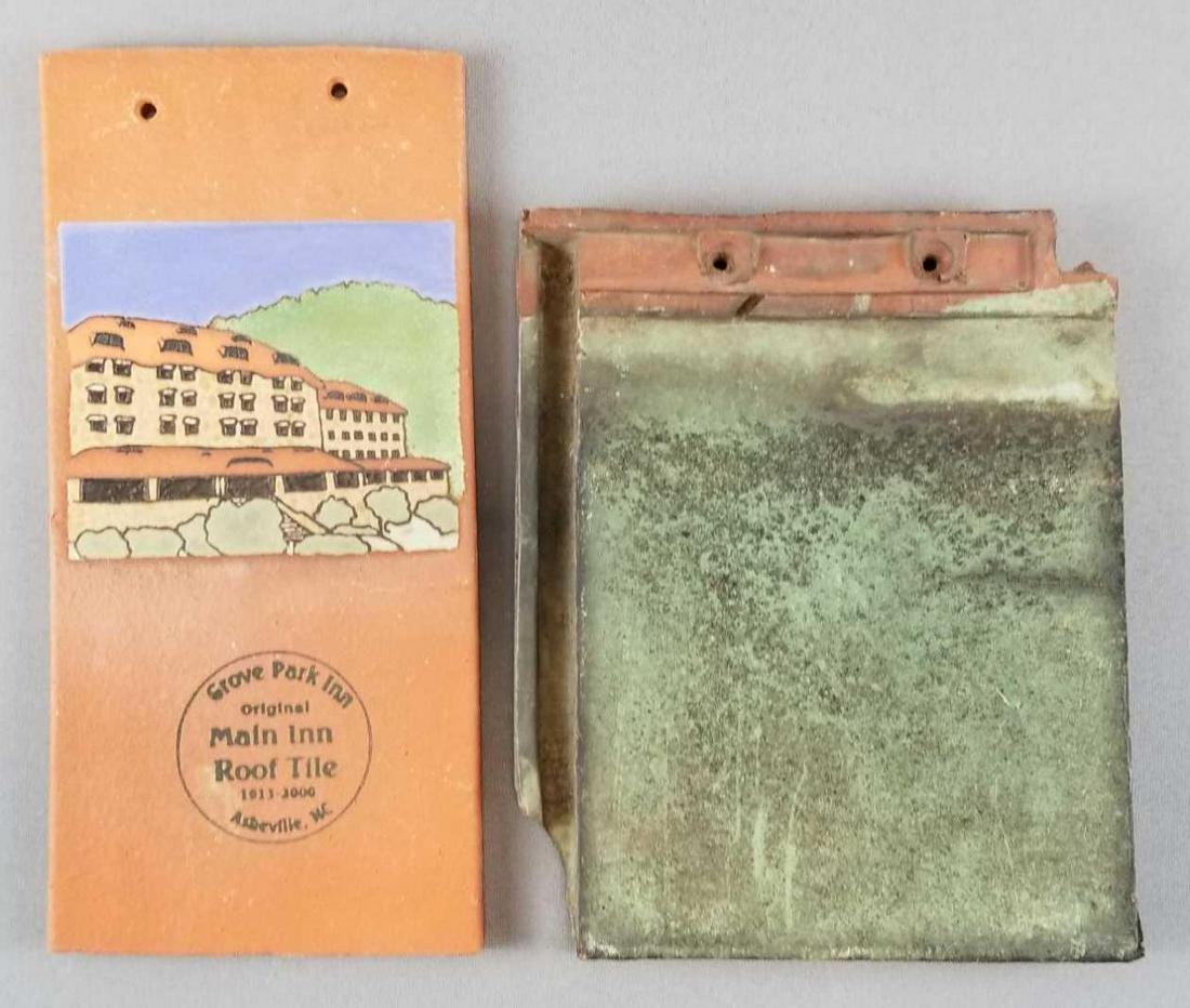Group of 2 vintage tiles: One from Grove Park Inn, Asheville NC, 6 x 13