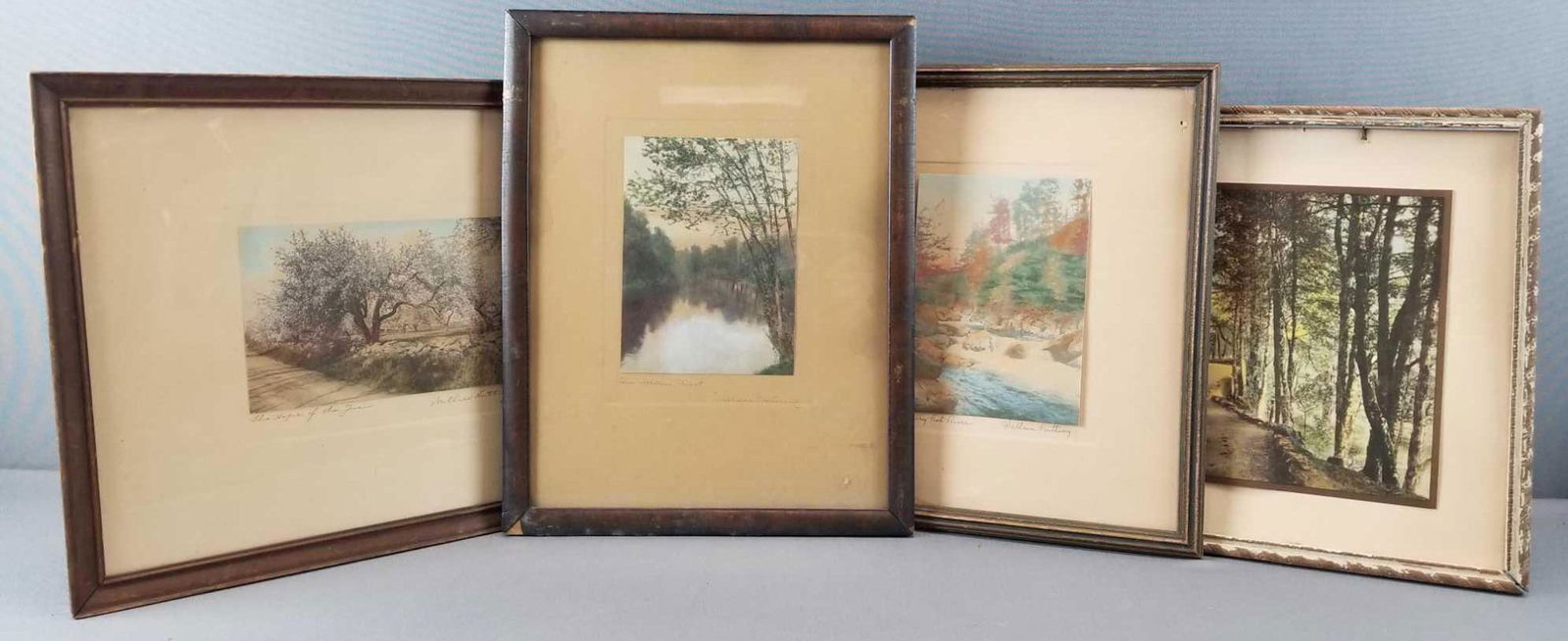 Group of vintage Wallace Nutting prints: 2 frames are missing glass. Tall frame is 11 x 14.