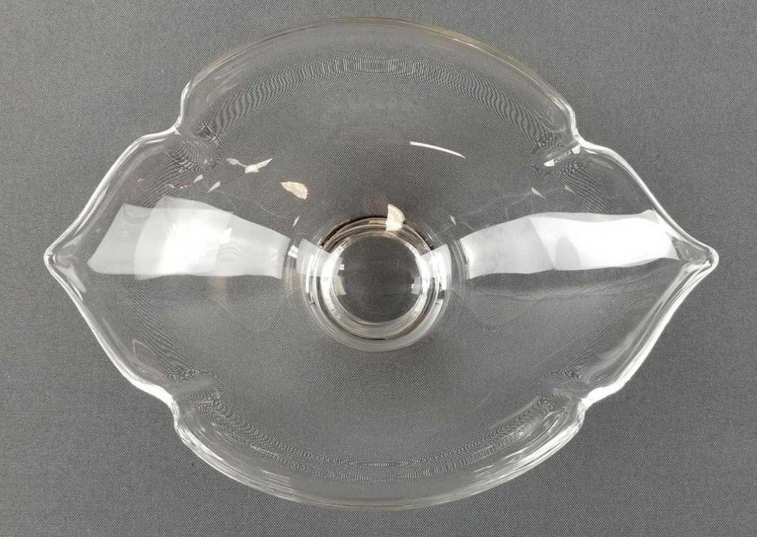 Steuben glass Calyx flower petal bowl: 9.5 x 7 x 3.5 inches. Very good condition.