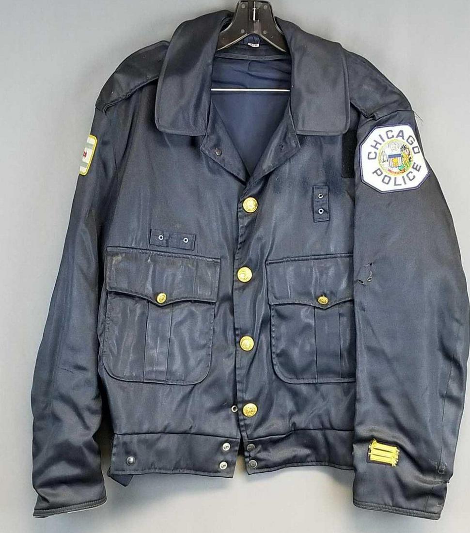 Vintage Chicago Police Jacket: Size 42R, some wear and damage. Navy blue