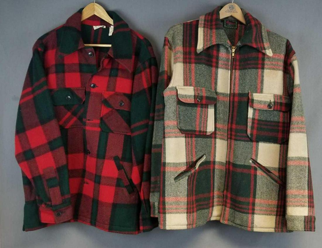 2 vintage mens wool jackets: LL Bean size L, Chippewa no size listed