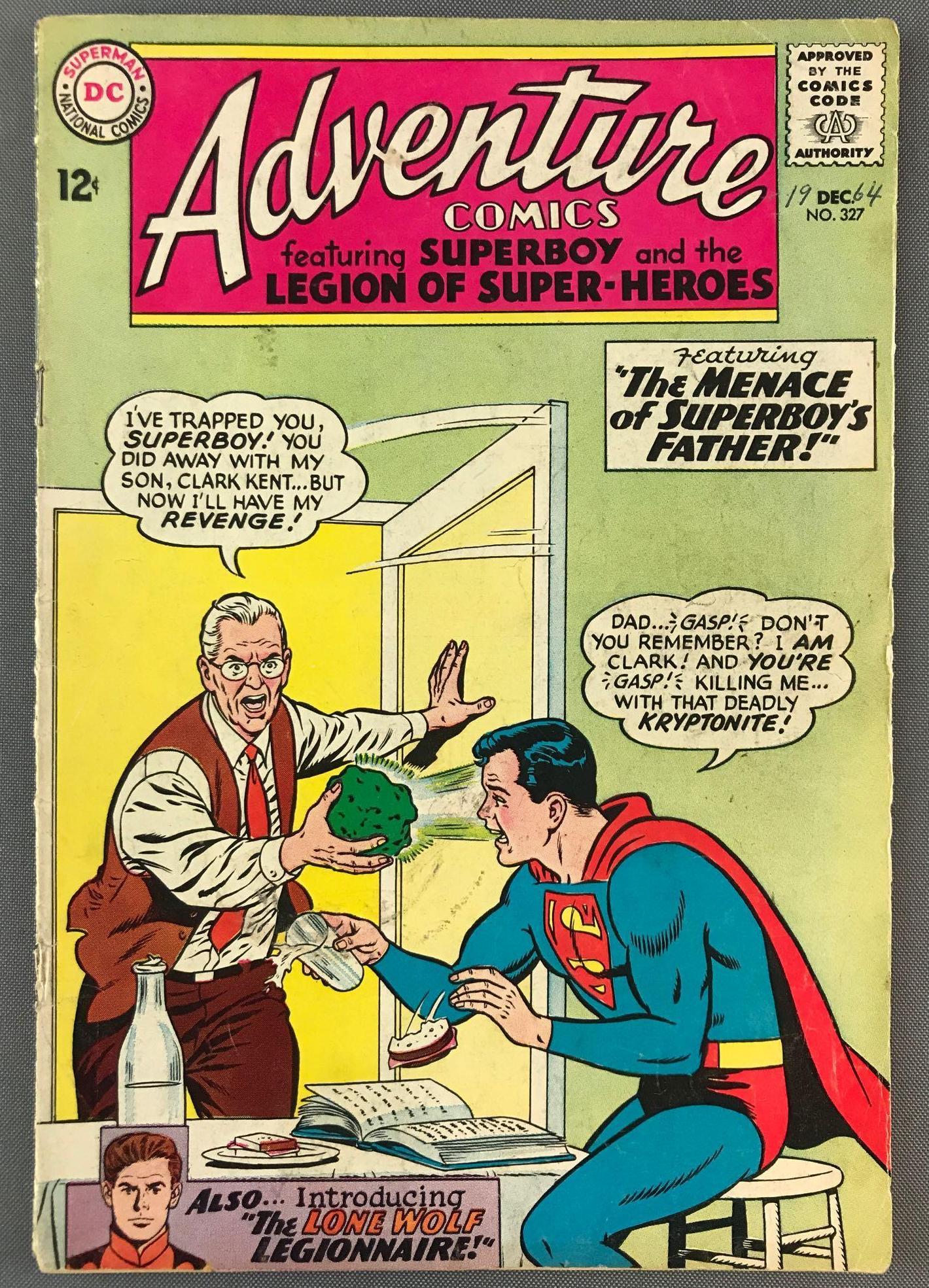 DC Comics Adventure Comics No. 327 Comic Book: 1st Lone Wolf, December 1964, Silver Age, $.12, bagged and boarded