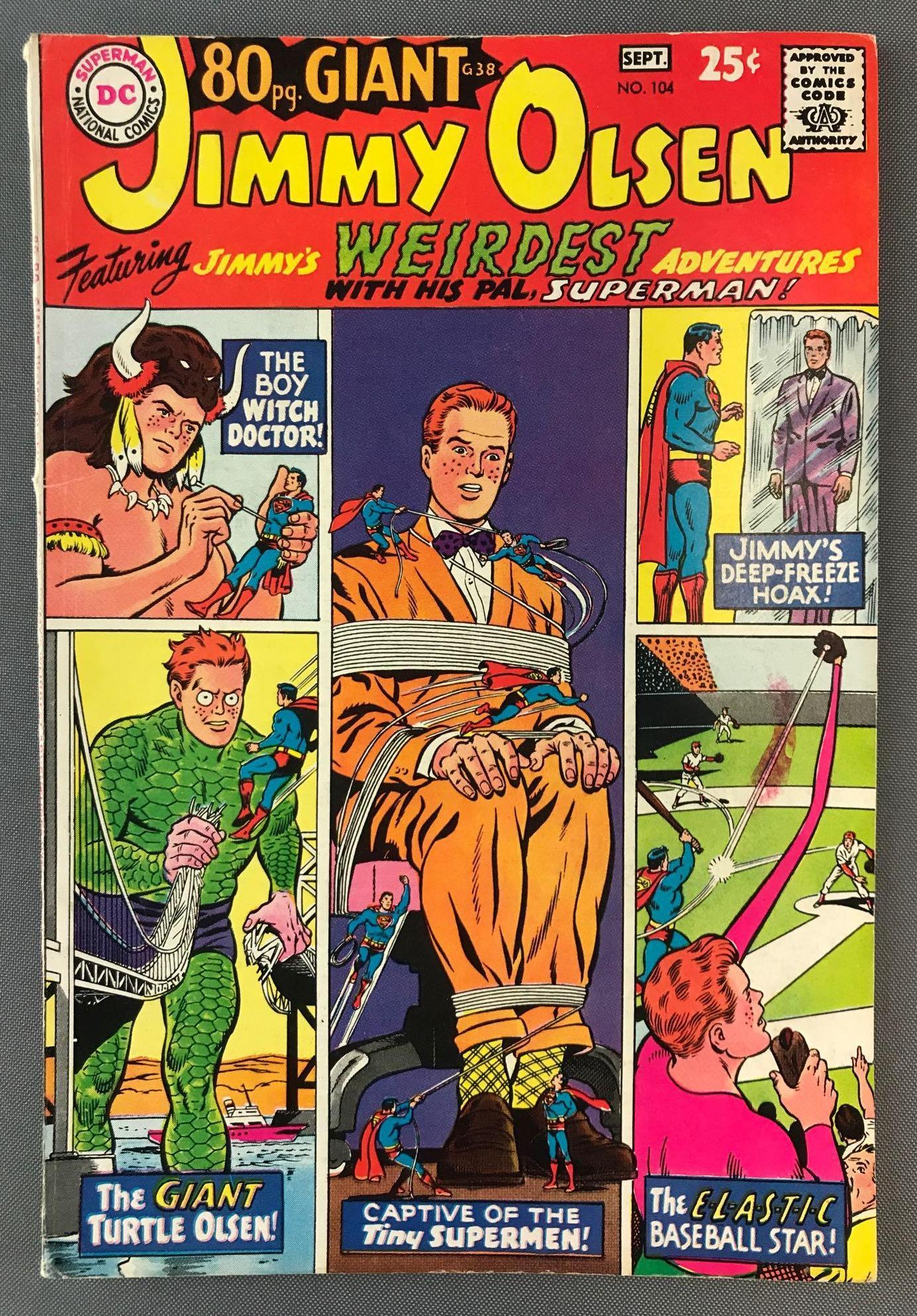 DC Comics Giant Supermans Pal Jimmy Olsen No. 104 Comic: Aug./Sept. 1967, Silver Age, $.25, bagged and boarded