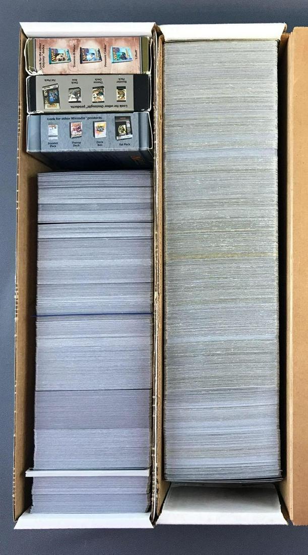 Group of approximately 2000 Magic the Gathering gaming: Includes cards circa years 1995â€“2019 and incomplete decks of Mirrodin, Odyssey, and Onslaughter. Includes duplicates. Various Dates and Series, Unknown Contents