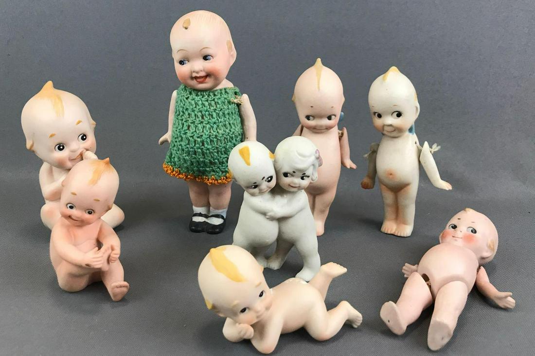 Group of 8 assorted Kewpie style porcelain figurines: Largest is 6.75 inches. Oâ€™Neill, Lefton, Nippon, Germany, Japan