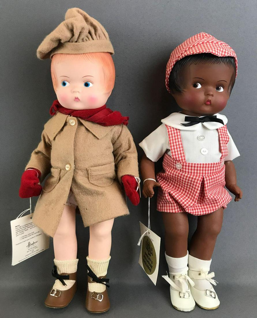 Group of 2 Effanbee Patsy dolls: Dolls are inches each. Black Patsy is a Shirleys Doll House Exclusive. Plastic, unknown completion. 13.5 inches each