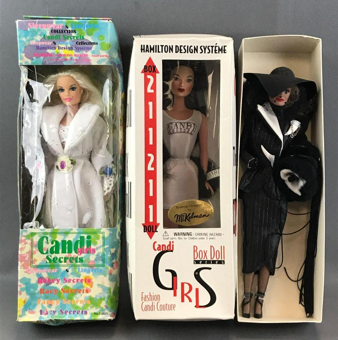 Group of 3 assorted fashion dolls: Includes (2) Candi Girls and Disney-Glenn Close as Cruella DeVille. Dolls are appx 11.5 inches each