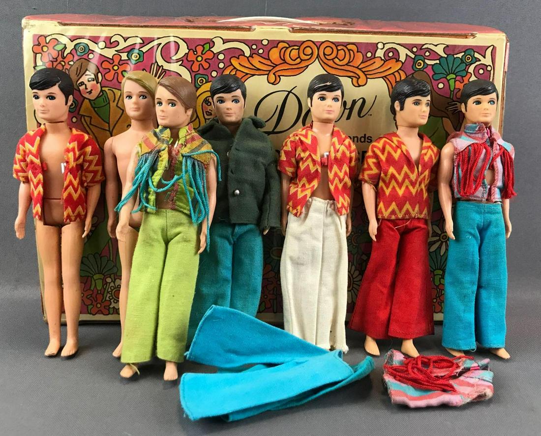 8 piece group Topper Toys Dawn and her Friends doll: Includes (7) 6.25 inch Boy dolls, case measures 11.75x7.75x2.5 inches