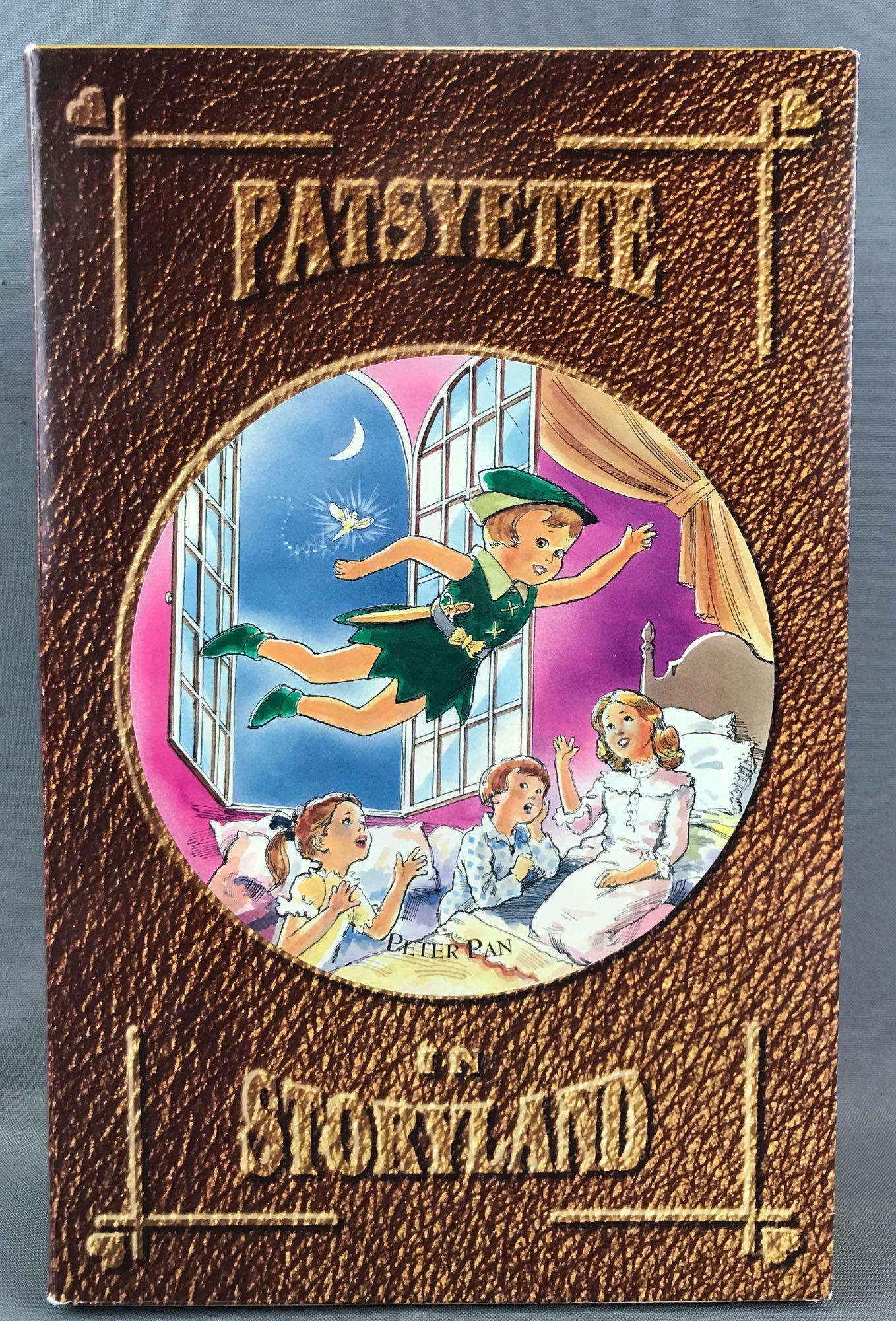 Effanbee Patsyette in Storyland Peter Pan doll in: Doll is 9 inches, packaging measures 7.5x12x2.75 inches. Includes doll stand and book